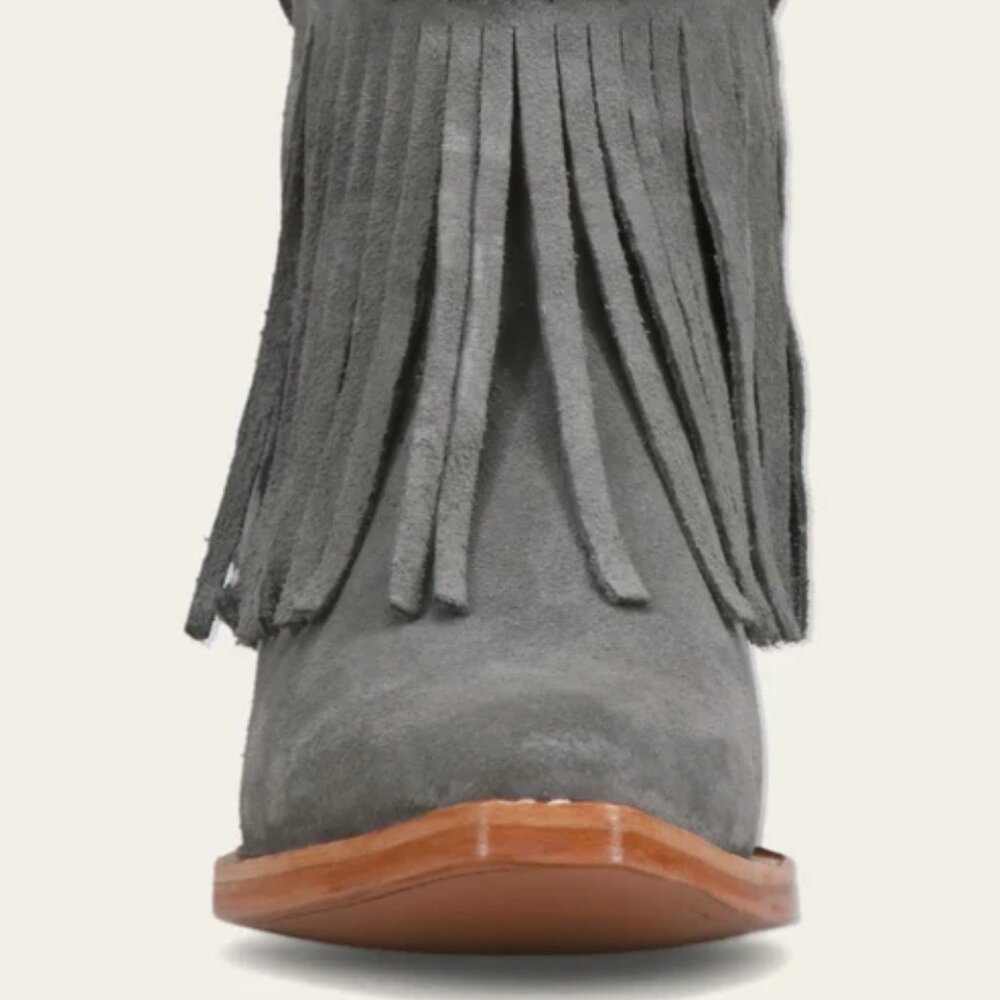 NEW FRYE Nubuck Leather Sacha Short Fringe Boots Steel Blue for women 2511 15M8 - Picture 6 of 9